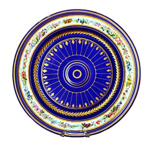 Antike Französische Sevres Kobalt Blau Gold Große Servierplatte 16&#39;&#39; / 40,5 cm Ca 1754