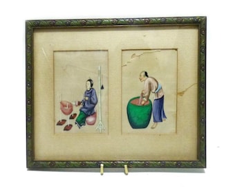 清朝時代の盲目の音楽家たちを描いた中国絵画（髄に描かれたもの）19