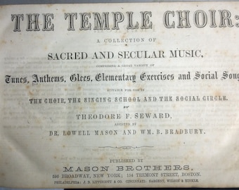 Antique Sacred Music Book Ca 1860's