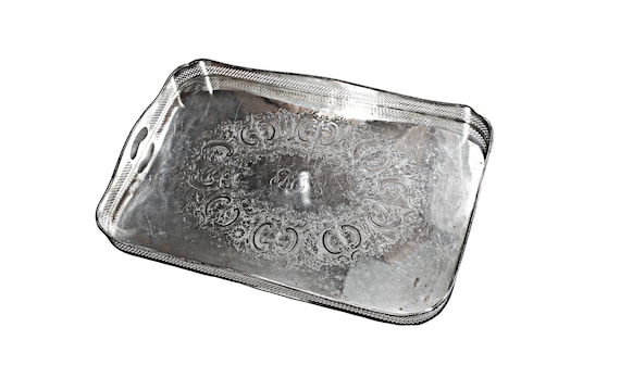 英国ヴィンテージ シェフィールド製 シルバープレートのトレイ 英国