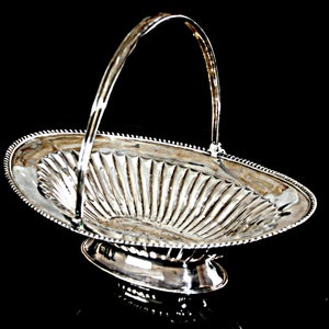 Georgian English Sterling Silver Oval Basket London, Robert Henell,I Ca 1790 George III Large 16&#39;&#39;L