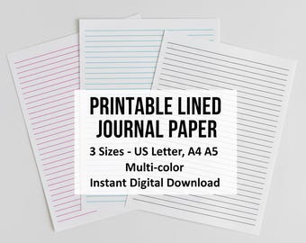 Printable Lined Journal Paper Files: US Letter, A4 & A5 (Digital Download)
