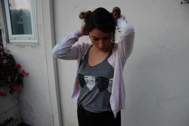 Thrifted Gap Brand Cardigan Original No Face Screen Print Design Printed on Elbows in White Ink Size Large Light Pink