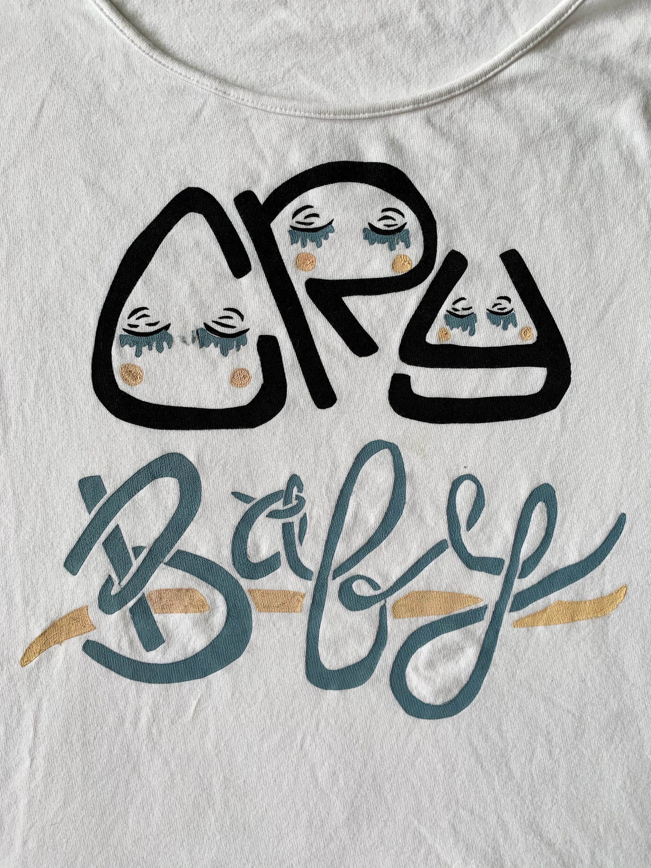 Original cry Baby Screen Print Design // Thrifted Etsy