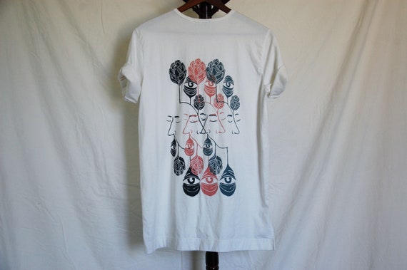Original "GrowthV.Progress" Screen Print Design // Thrifted Denim & Company Brand Tee // Blue and Pink Ink // Size Small // Crew Neck Tee //