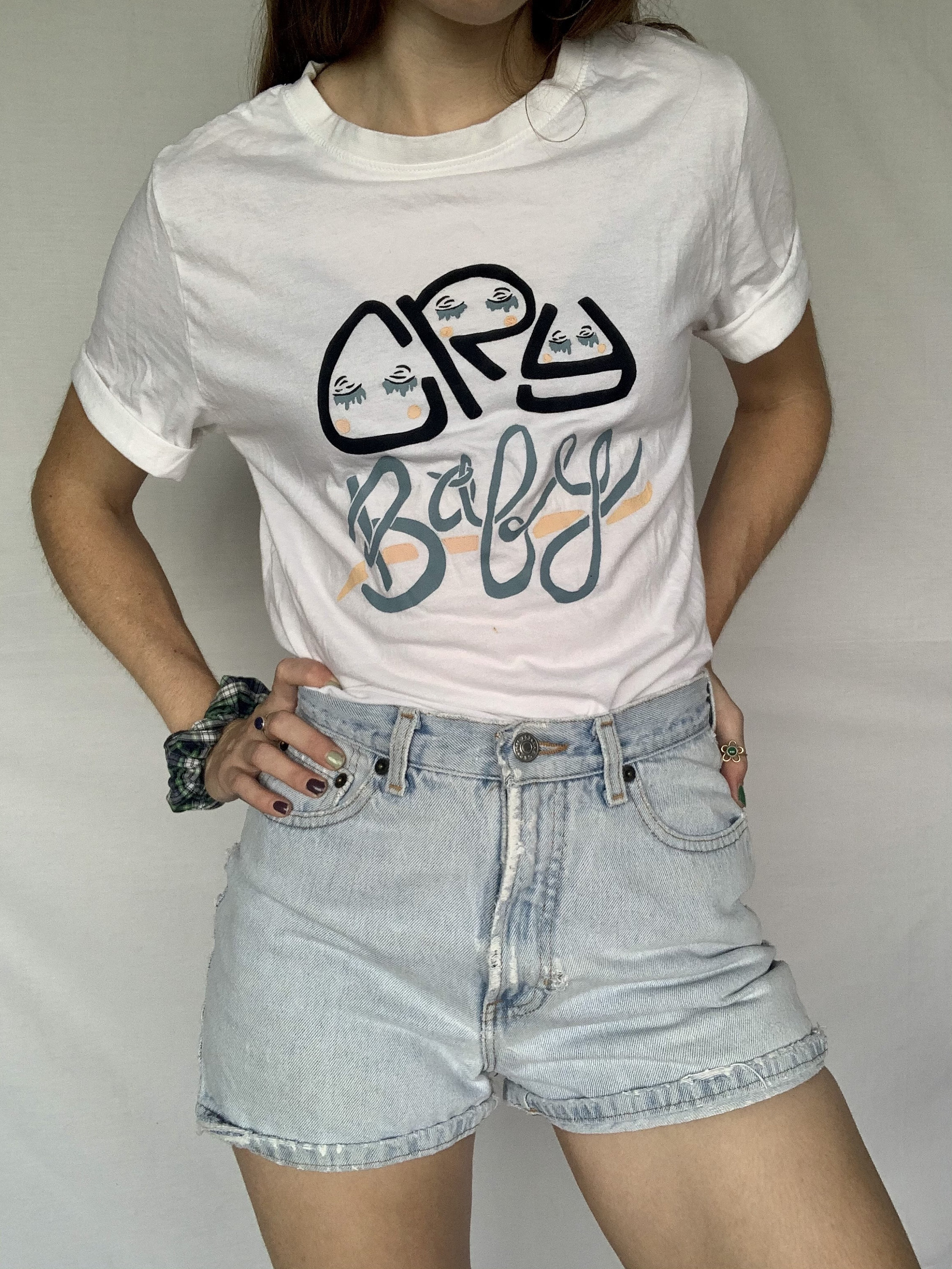 Thrifted Screen Print TShirt // Size Youth XLarge // Original Cry Baby