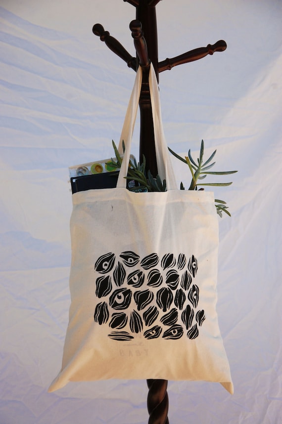 Canvas Tote Bag with Original "Whispers" Screen Print Design