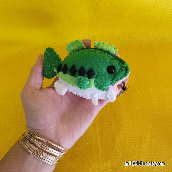 Bass Fish Plush or Key Chain MADE TO ORDER Super Cute Kawaii