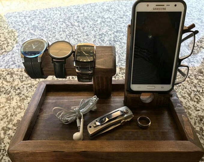Nightstand Organizer Watch Holder Real Wood Mens Valet The Gentleman S Catch All Hybrid The Wingman