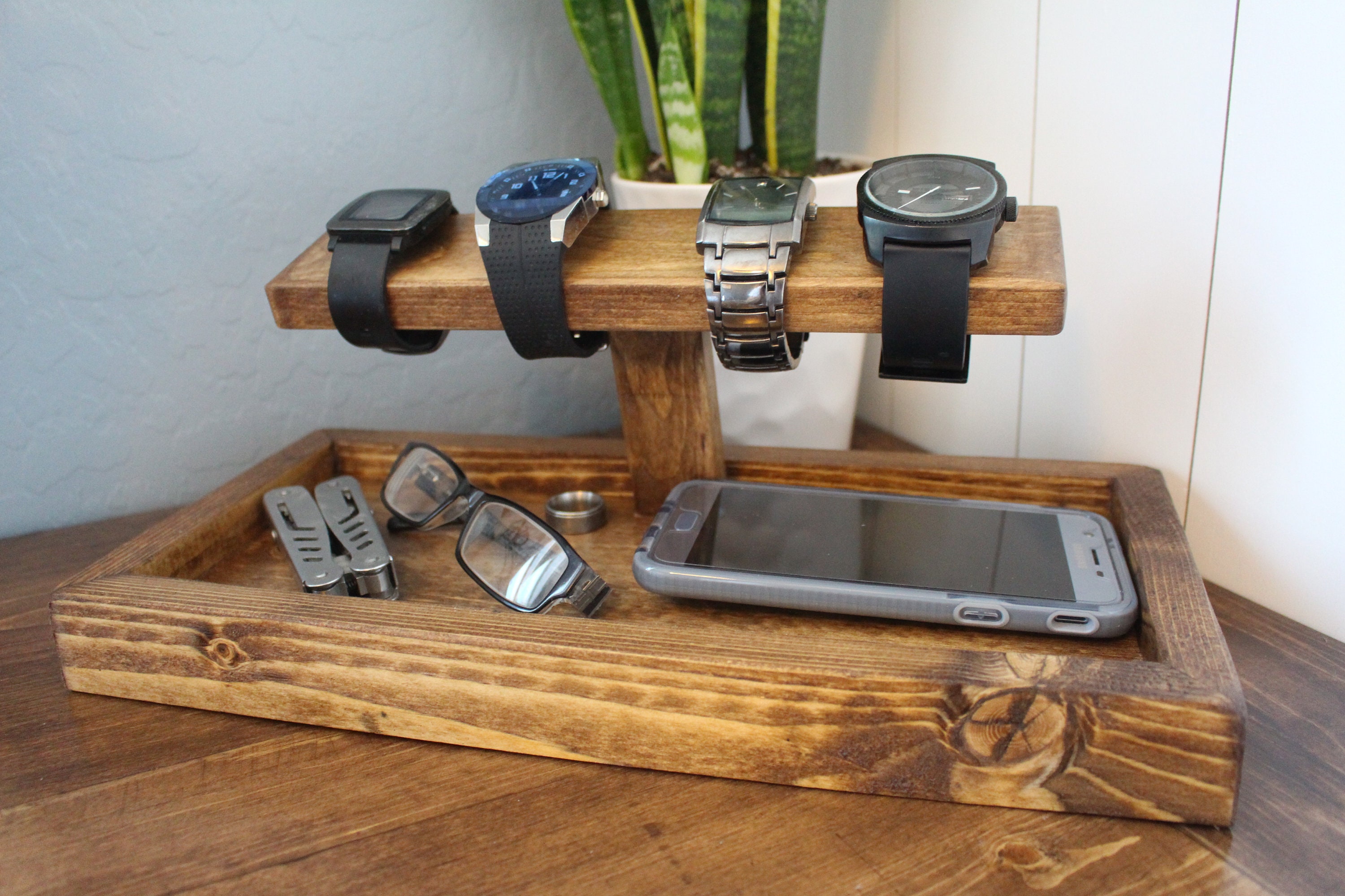 Wooden Watch Display Bedside Valet The Gentleman S Catch All Organizer