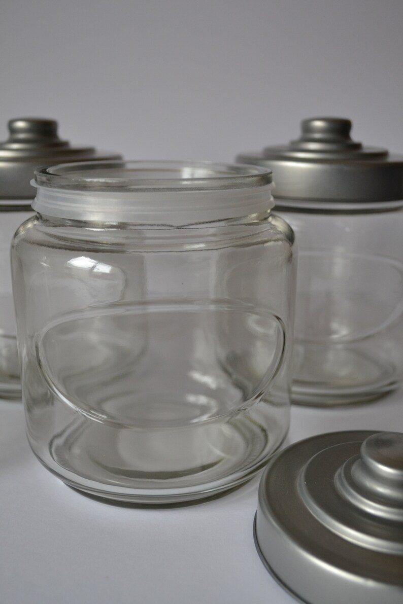 Glass Bathroom Storage Containers Jars With Metal Lid Etsy
