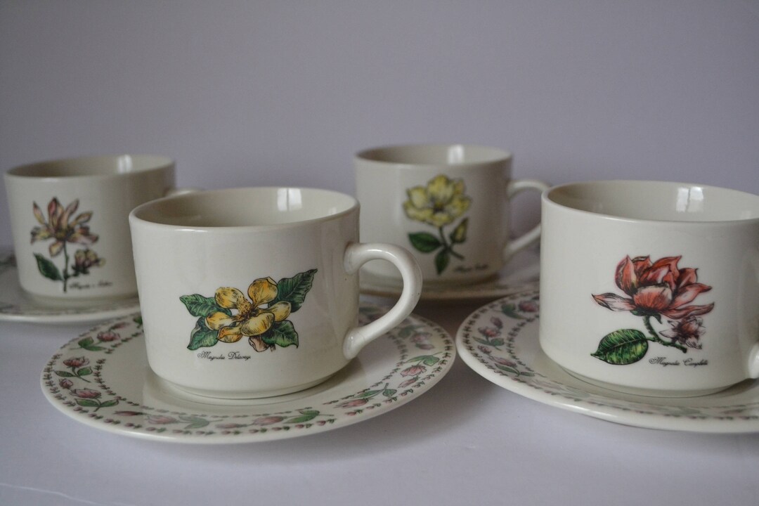 Botanical Gardens Tabletops Unlimited Cups and Saucers Set of 4 Etsy