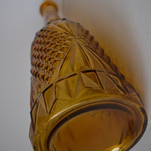 Large Vintage Diamond Cut Amber Bottle