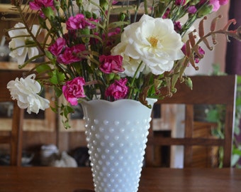 Anchor Hocking Hobnail Milk Glass Vase