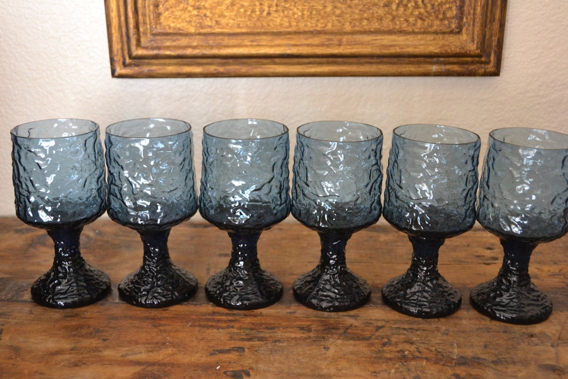Small Lenox Impromptu Dark Blue Stemmed Glasses Set of 6 Etsy