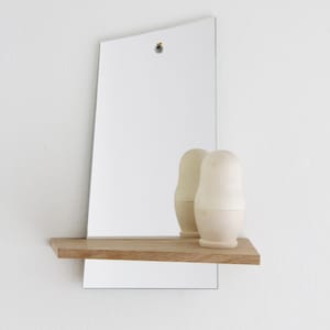 Étagère miroir en bois et verre miroir