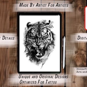 Over 180 Tiger references for tattoo or art, Unique and original tattoo designs for artists or your next ink.