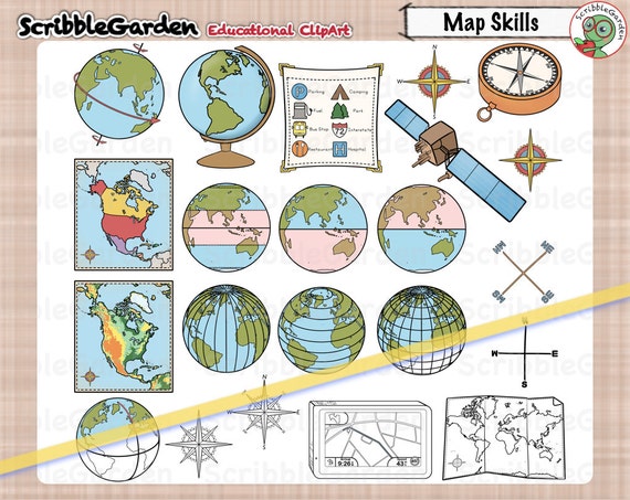 map skills geography clipart etsy map skills geography clipart