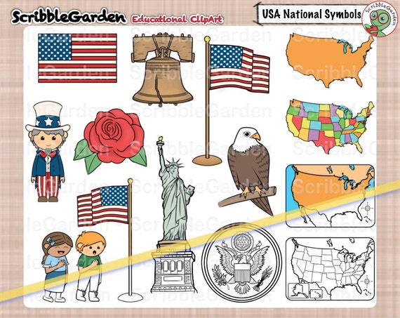 Usa Nationale Symbole Cliparts Etsy