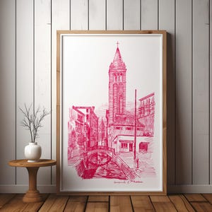 Vintage Venice Architecture Print, Drawing of Italian Architecture, Digitally restored and ready for instant Downloadable architecture art