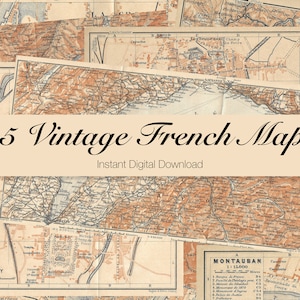 Digital Download of 25 vintage maps of France - instant download ready for junk journaling, scrapbooking, papercraft, collage kit 300dpi