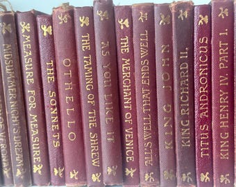 William Shakespeare Vintage temple Shakespeare books beautiful red binding from 1894 onwards Tragedies and Poetry plays lots to pick from