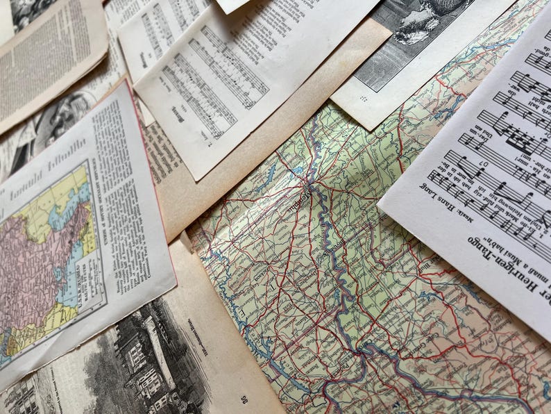 Vintage-Ephemera-Bundle: Über 100 antike Buchseiten für Junk Journals Bild 9