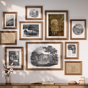 Vintage-Galeriewand Set 10 Stück Vintage-Wandkunst Gravuren Karten Wanddruck-Set Romantische Landschaft Antikes Dekor Sofortiger DIGITALER DOWNLOAD Kunst