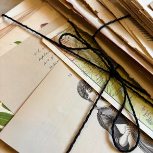 Bundle of over 100 vintage and antique paper ephemera pieces, including aged letters, postcards, and documents, arranged in a flat lay on a rustic wooden surface