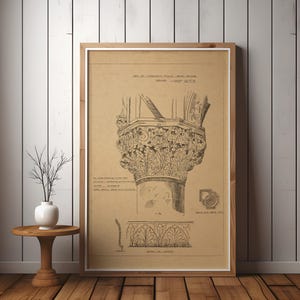 Vintage architecture sketch art architecture print line art ink drawing architecture drawing vintage drawing of antique columns capitals