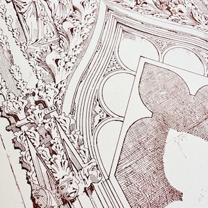 Architectural Print of The Easter Sepulchre, Navenby Church, Lincolnshire 1887 | Unframed original architectural print | Only One Available