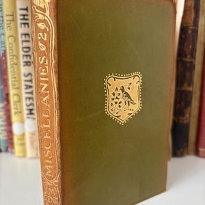 Antique &#39;Miscellanies&#39; Book, Henry Fielding, 1902 Edition, Olive Green & Gold, Illustrated, Collectible J.M Dent and Co publication