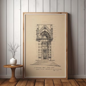 Vintage Architecture Print from 1884 drawing of Italian Architecture Digitally restored and ready for instant Downloadable architecture art
