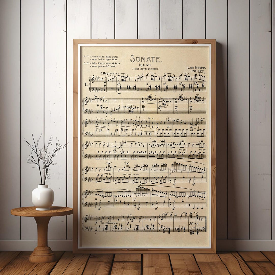 Beethoven Sonata Sheet Music Printable Wall Art Beautiful Vintage ...