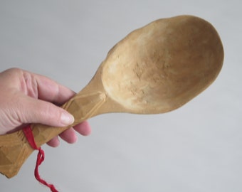 Hand Carved Wooden Spoon, Wood Burl Swedish Vintage Scandinavian, Kitchen Utensil, Country Kitchen, Rustic @351-39