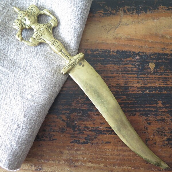 Vintage Brass Knife Sword Letter Opener Made in India @209