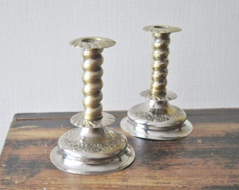 Vintage Candle Holders Set of 2, Floral Pattern, Marked NY SILVER, Pair of Candlesticks @202