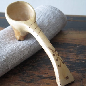 Swedish Vintage Hand Carved Wood Burl Spoon Long Handle Wooden Scoop Kitchen Utensil Country Kitchen, Rustic Home Decor @207