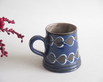 Abbednæs Pottery Ceramic Coffee Mug Blue Brown Beer Stein, Abbednes Potteri Denmark @345-20