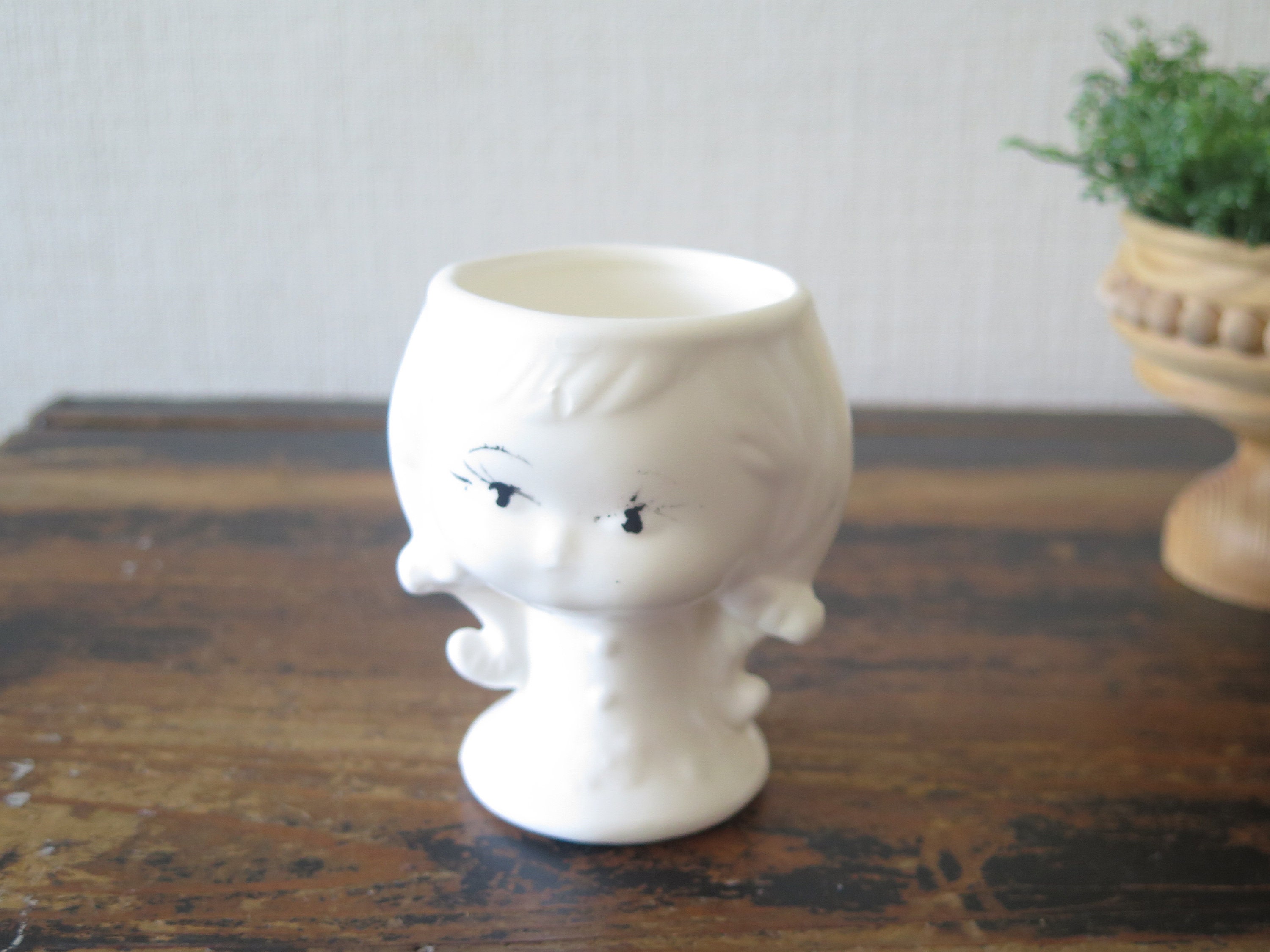Vintage Scandinavian Ceramic Vase Head Shape Vase White Ceramic
