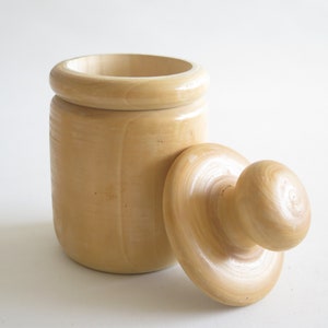 Wooden Container with Lid, Country Kitchen Storage Jar, Wood Pot, Hand Made Home Decor Storage Scandinavian Rustic @334-23