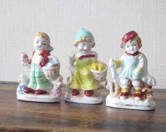 Juego de 3 figuras de cerámica esmaltada @247-1