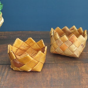 Birch Bark Baskets Set of 2 Handwoven Swedish Vintage Rustic Decor Rustic Vintage Kitchen Storage Scandinavian Decor @338-43
