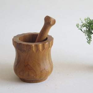 Vintage Wood Mortar and Pestle Set Wooden Apothecary Spice Grinder @314-26