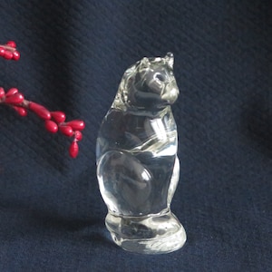 Helder glazen CAT beeldje presse-papier Scandinavisch design Zweeds glazen beeldje Vintage Zweeds @348-26