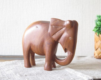 Houten olifant Vintage handgesneden beeldje olifant standbeeld Afrikaans hout Art Decor Afrikaanse Wildlife Animal @319-53