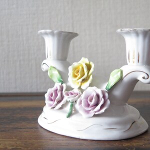 Vintage Floral Porcelain Ceramic Candle Holder, Table Centerpiece @312-52