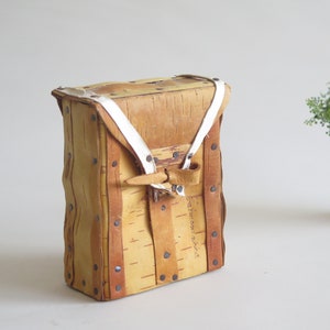 Birch Bark Money Saving Box Scandinavian Handmade Wooden Container Swedish @313-15