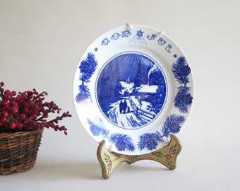 Vintage plaat van Jenny Nystrom Collectible Limited Edition wandplaat jaar 1975 kerst muur hangende plaat winternacht familie @343-27