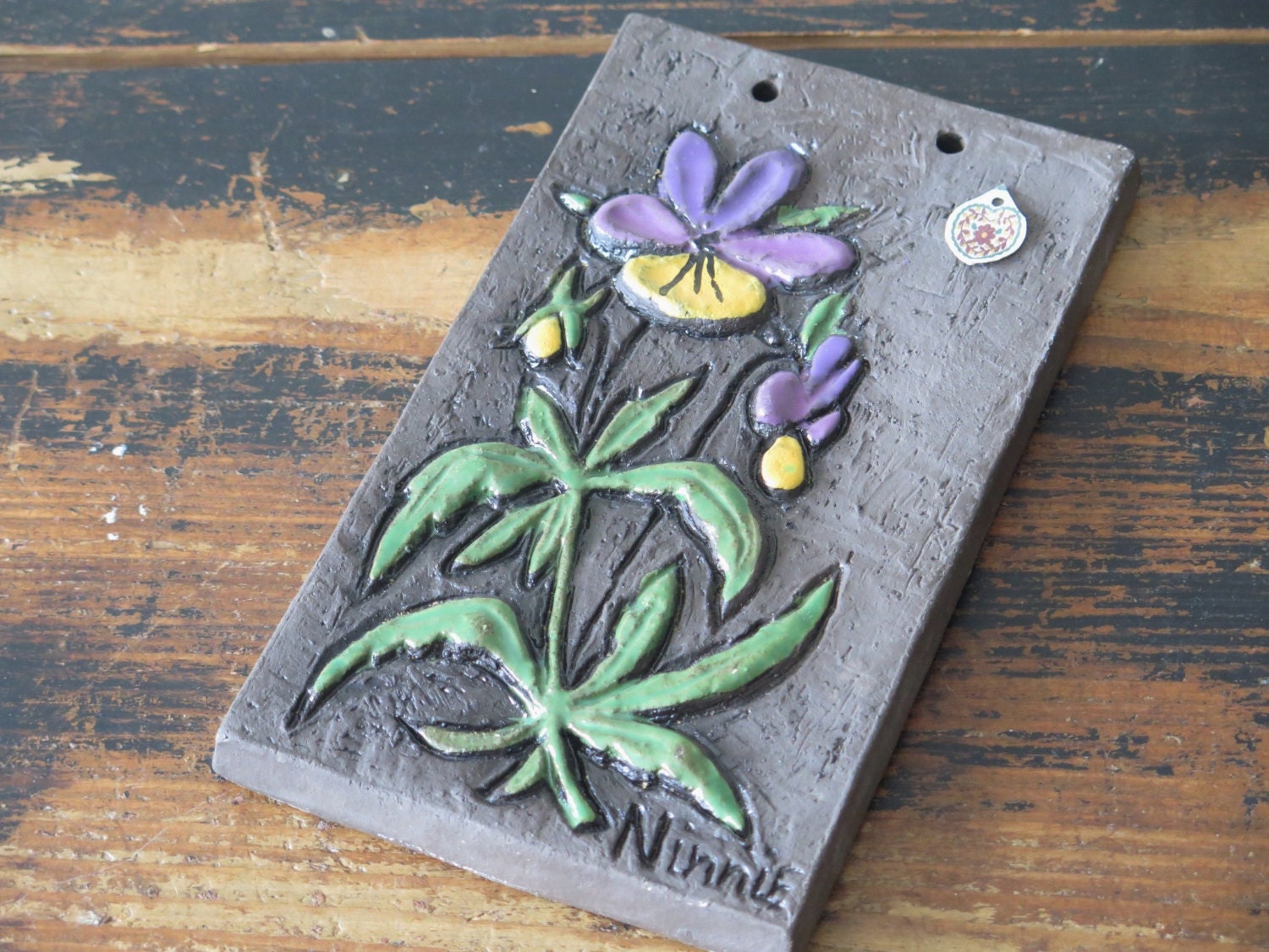 Vintage Ceramic Floral Wall Plaque by Ninnie Swedish Vintage Etsy